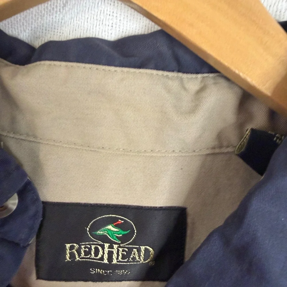 RedHead Mens Navy Blue Short Sleeve Button Down Work Shirt Size Large